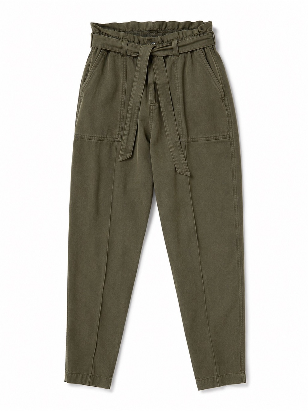 The Normal Brand Olive Paperbag Waist Chinos with Self-Tie Belt